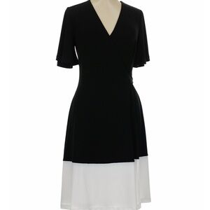 Color Block Black and White Wrap Dress